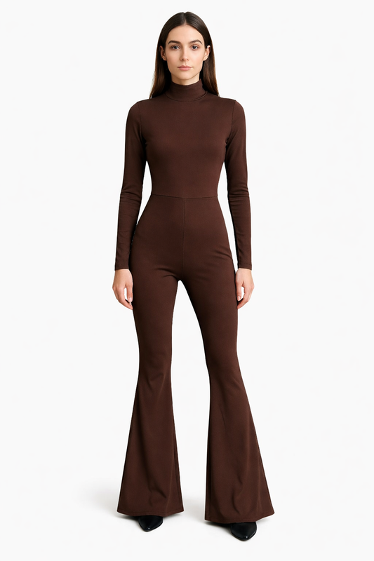 Salopetă Lady Hurrem – Maro Elegant cu Croială Evazată