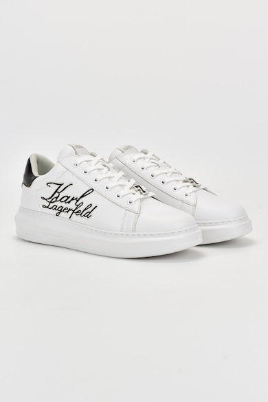 Karl Lagerfeld Pantofi sport de piele cu logo brodat