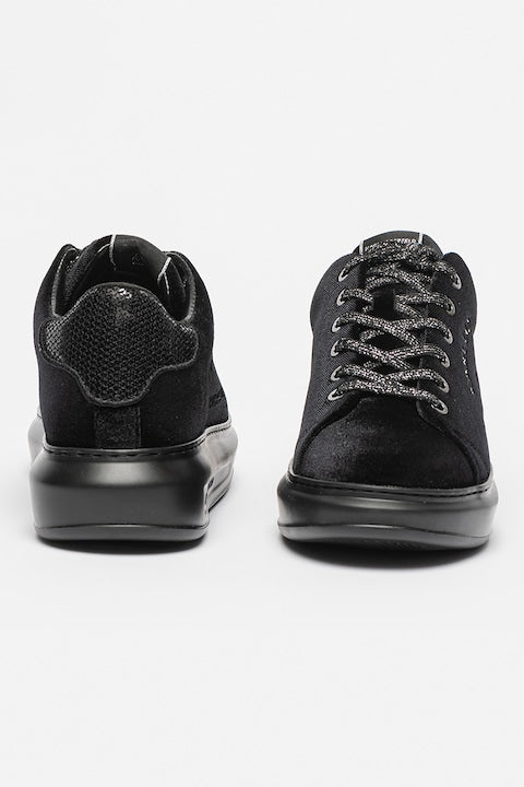 Karl Lagerfeld, Pantofi sport wedge cu aplicatie logo metalica Kapri, Negru