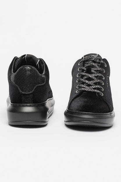 Karl Lagerfeld, Pantofi sport wedge cu aplicatie logo metalica Kapri, Negru